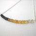 Tourmaline Bar Necklace - Sterling Silver Ombre Beaded Row Necklace Green Gold Mint Beadwork Necklace