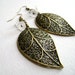 RESERVED FOR ALISON - Fanciful - leaf and matte flowers antique bronze earrings autumn perfect