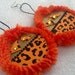 Big Earrings,Large Earrings,Ear Warmer Big Earrings, Fluffy Orange Diva Earrings