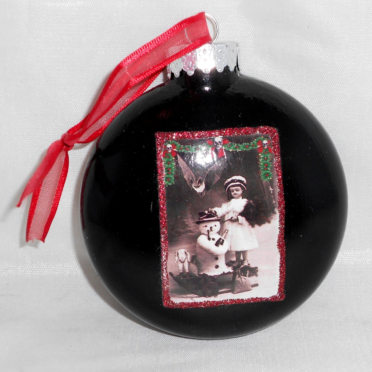 Gothic Christmas Ornament Skull Ornament Glass ornament