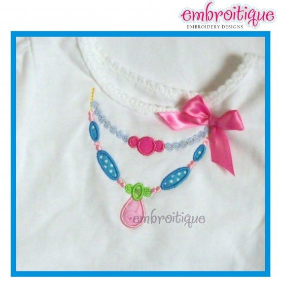 Beaded Necklace AppliqueInstant Download Digital Files for