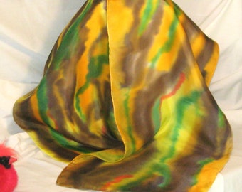 Silk Scarf, Hand Designed,(Arizona Desert) 14x72 inches), Long Silk Scarf,Or Table Runner
