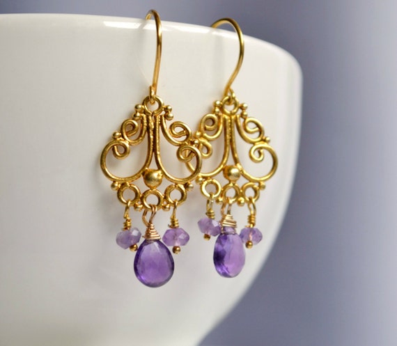 Amethyst chandelier earrings vermeil amethyst earrings under