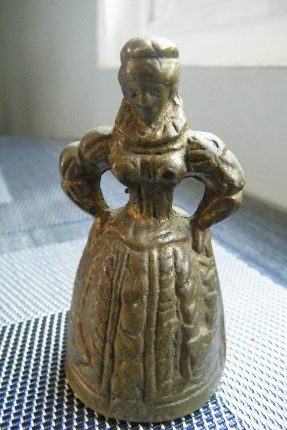 Antique Victorian Solid Brass Lady Bell English by GlossyStones