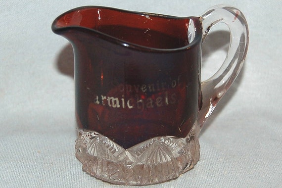 Vintage Ruby Flash Glass Pitcher Carmichaels 6044