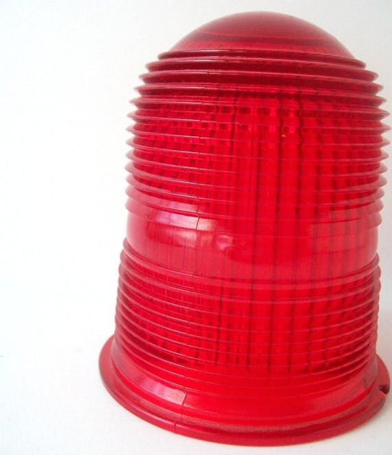 vintage red light glass cover dome safety emergency stop retro