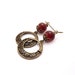 Bronze Boho Earrings, Red Stones, Bronze Filigree Hoops, Earthy, Long Dangles, Bohemian Jewelry, Hippie Earrings
