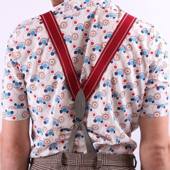 Mens Suspenders / Vintage Leather Button Suspenders