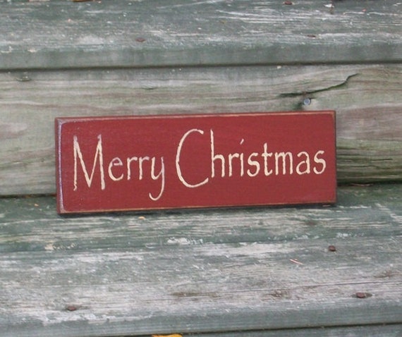 Items similar to Merry Christmas - Primitive Country Painted Wall Sign ...