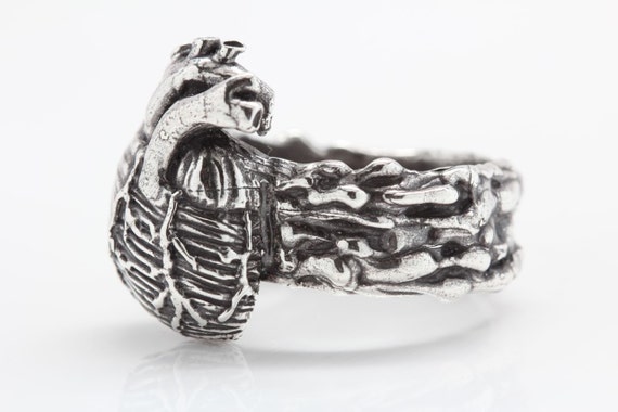 Anatomical Heart Ring solid sterling silver the double blood