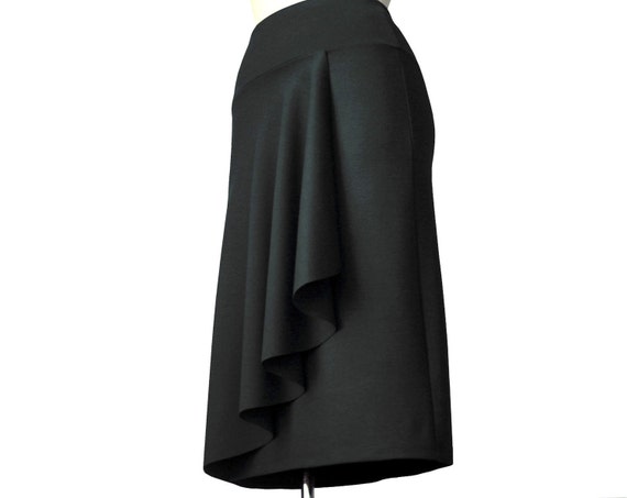 Wrap Skirt /Ruffle skirt / Black wrap skirt / Asymmetric