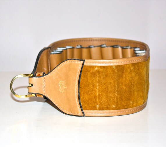 GUCCI Vintage Gun Belt Tan Leather Ammunition Holster
