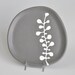 ceramic serving plate - abstract berries in grey matte