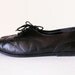 Vintage 1980's Black Leather Lace Up Oxford Wingtip Flats 8.5