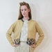 50s Cardigan Sweater Embroidered Flowers Spicy Mustard Wool Medium Large M L Vintage 1950s Yellow