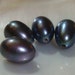 3 pairs,10-11x8mm, Genuine Lustrous Peacock Grey Green Freshwater Pearl, Half Drilled