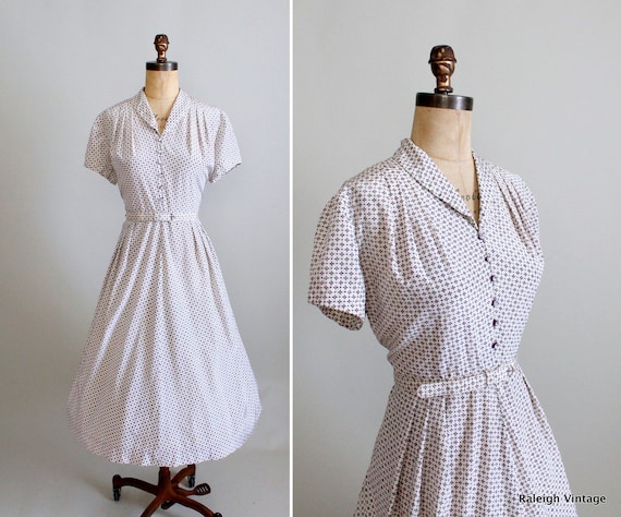 Vintage 1950s Dress : 50s Silk Shirtwaist Dress by RaleighVintage