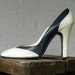 70s 80s Navy Blue & White Leather Saddle Pumps I. Miller Galleria Spain Size Us 7.5 / Uk 5.5 / EU 37.5