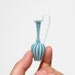Miniature Pitcher in Turquoise and White Stripes, Hand Blown Glass