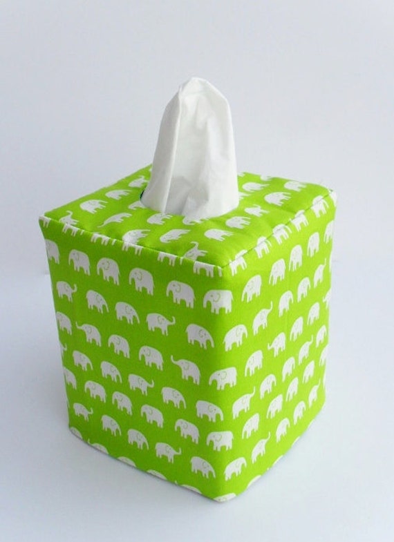 Green Elephant reversible tissue box cover