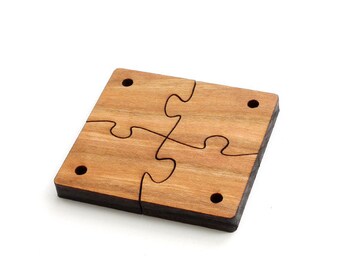 Wooden Honeycomb Puzzle . Geometric Shapes Puzzle Red Oak