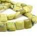 15" solid yellow turquoise 10mm square pillow Beads green lemon brown