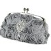 Silver Bridal Clutch Purse, Gray Clutch, Silver Bridesmaids Clutch, Rhinestone Clutch, Silver Evening Bag with Swarovski Crystal Brooch