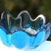 Bright Teal Blue Blenko Bowl Lotus Shape MidCentury Modern Eames Era