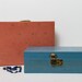 vintage 1950s jewelry box / pink and blue set