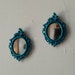 Oval Mirror Set in Shimmering Aqua - Mini Vintage Frames with Convex Glass