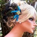 Bridal Fascinator with Bandeau French Net Bridal Veil- Peacock Turquoise fascinator, head piece, Ostrich Feathers, ship ready