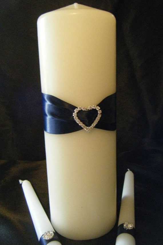 Unity Candle with Ribbon and Crystal Heart by SouthernBellWeddings