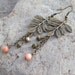 Falling Leaf - Unakite and Peach Aventuine Beaded Dangles - OOAK Earrings - Leaf Branch