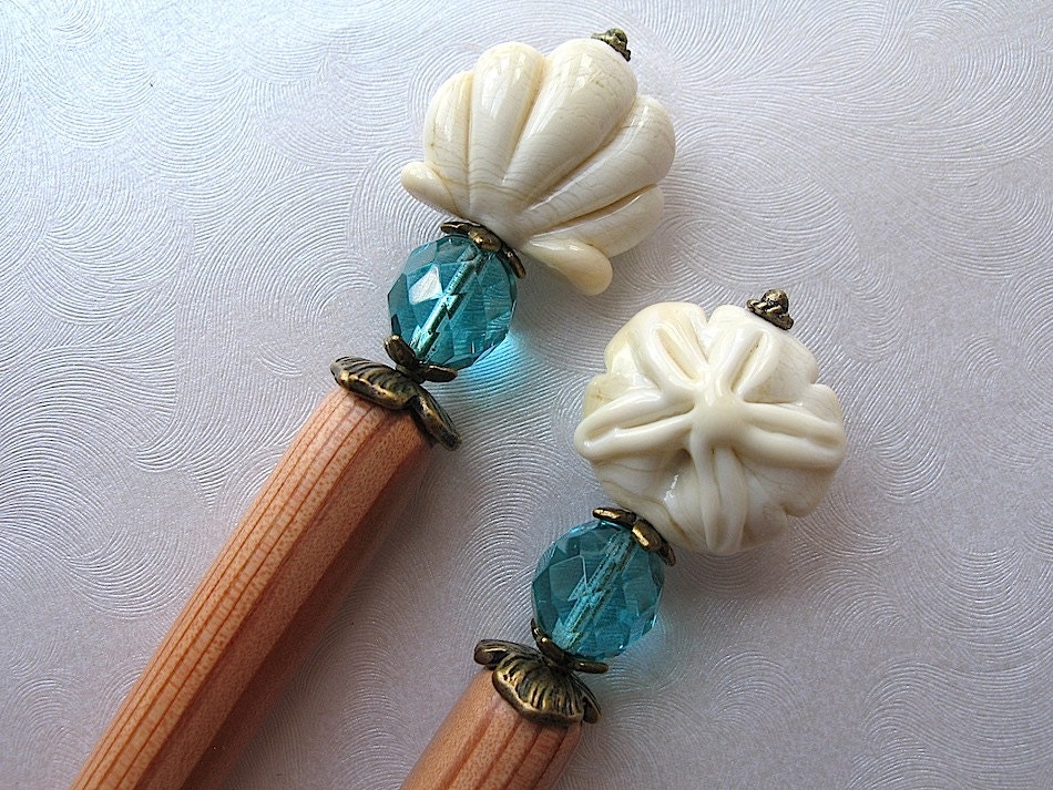 She Wears Sea Shells Beaded Hair Sticks