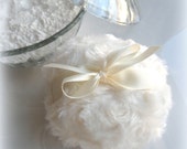 CREAM POWDER PUFF - winter white - ivory bath pouf - creme blanc - gift boxed