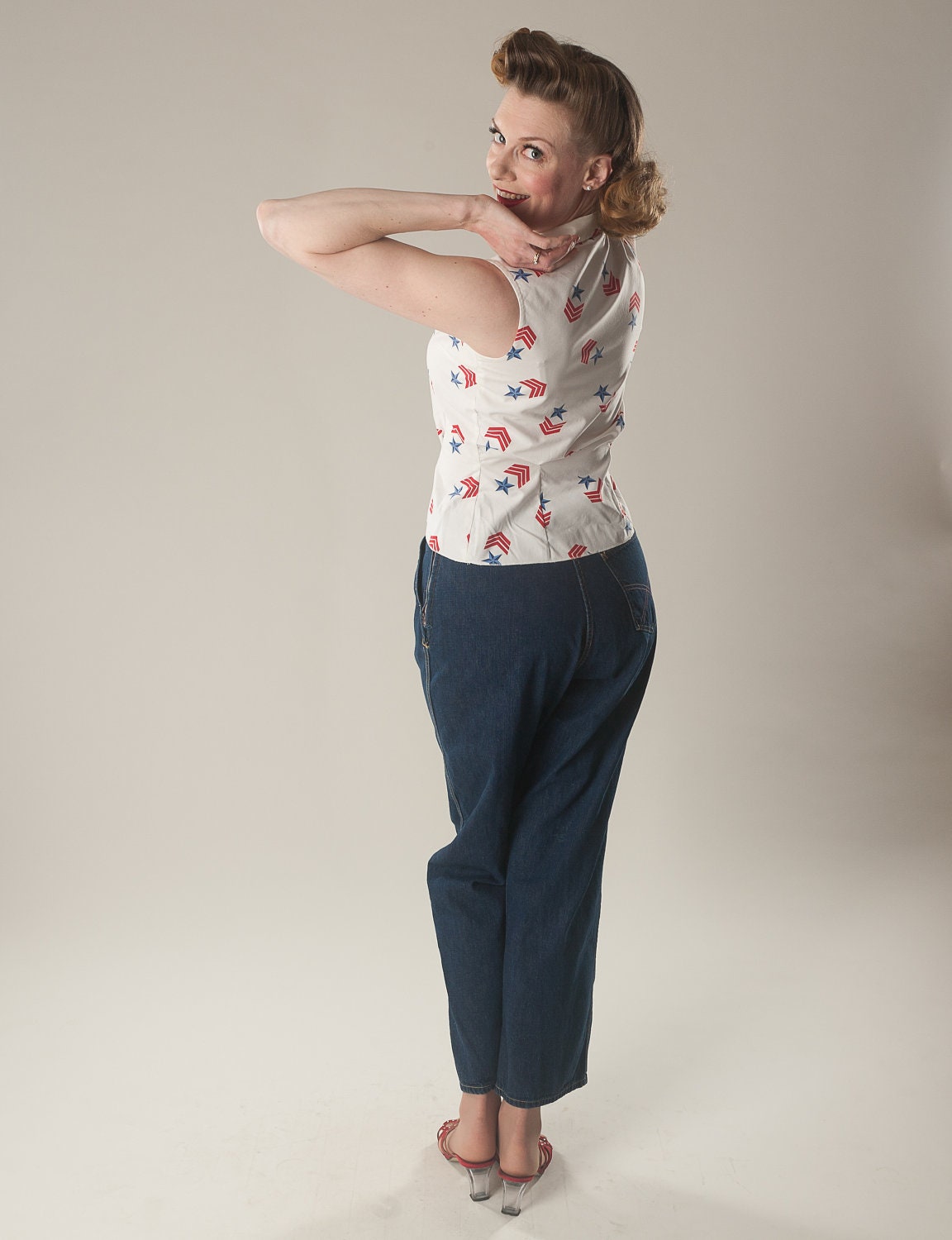 Vintage 1950s Denim Jeans Pants White Stag Pedal by