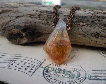 citrine pendant / raw gemstone necklace / raw stone / RAW CITRINE DANGLER