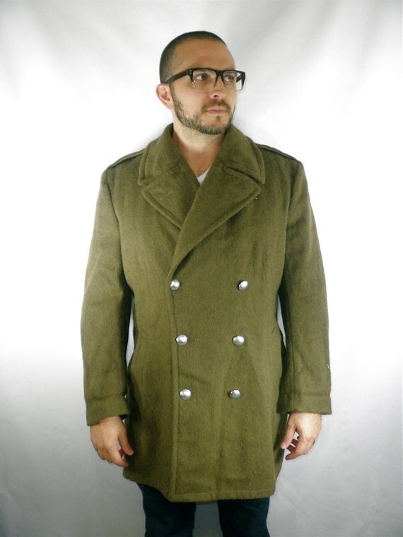 Vintage WWII French Army Wool Double Breasted Trench by DesertMoss