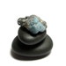 Blue Slag Glass Jewelry- Distressed Lelandite Turquoise Charcoal Bluestone Pendant- "Michigan's Gemstones" by Allybeans