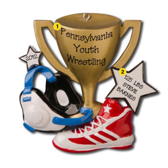 Items similar to Personalized Sports Christmas Ornaments Wrestling