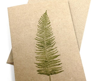 Fern Note Cards - Woodland - Blank Stationery - Kraft Paper