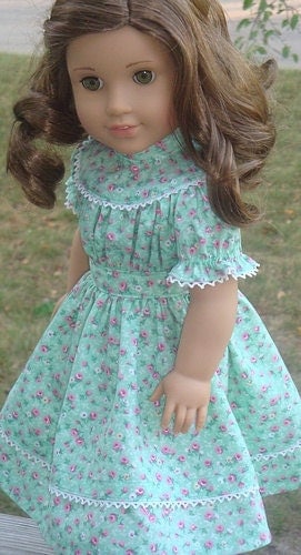 Mint Green Pioneer Dress For American Girl Or Similar 18-inch