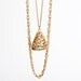 Vintage 70s Gold Metal Fob Pendant Layered Chain Necklace