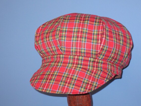Red Plaid Newsboy Cap Hat