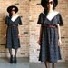 60s b&w babydoll dress - white bib V neck collar - flutter sleeves - retro betty dress Medium Large M L