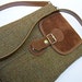 Padded iPad sleeve / case, copper brown tweed recycled wool suit coats with copper faux suede, detachable strap, back pocket