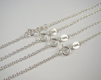 Solid 925 Sterling Silver Chain Link Necklace, Cable Chain Necklace 12, 14, 16, 18, 20, 22, 24 inches