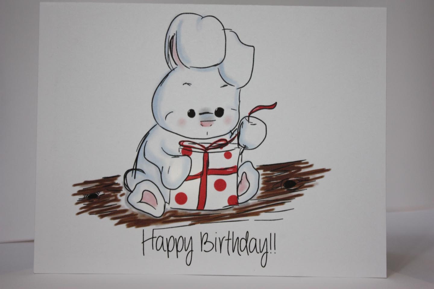 Rabbit Birthday Card Bunny Rabbit BirthdayCard White Rabbit