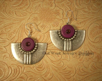 Rodeo Cowgirl Purple Howlite Turquoise Southwest Style Earrings