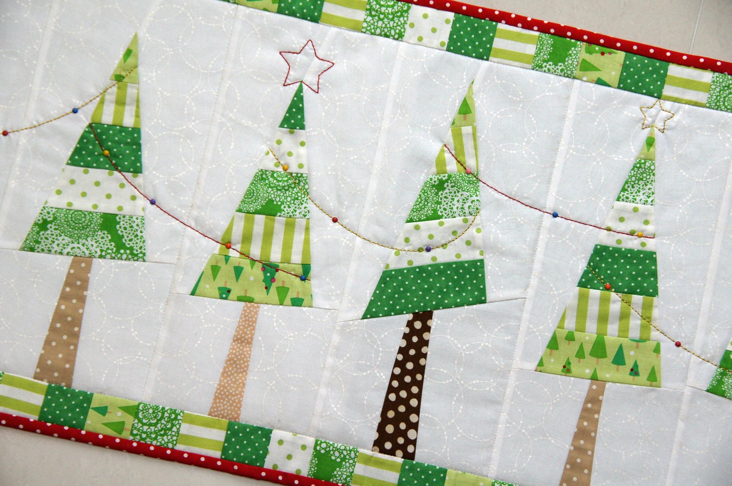 Festive Christmas Tree Table Runner PDF Pattern